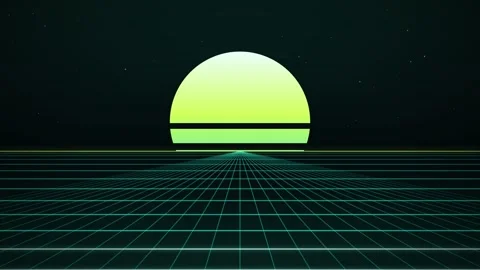 Retro synthwave landscape with sunset Stock Footage 340055133