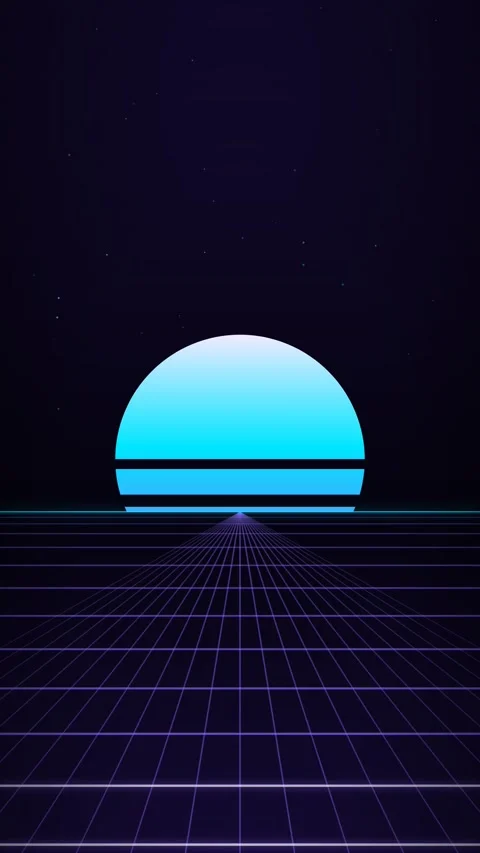 Retro synthwave landscape with sunset Stock Footage 340055134