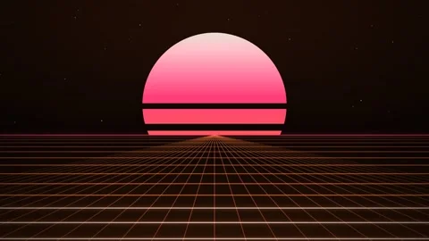 Retro synthwave landscape with sunset Stock Footage 340055136