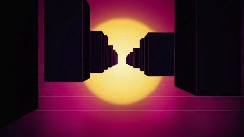 Retro synthwave monolith grid corridor seamless loop motion background Stock Footage 346332227