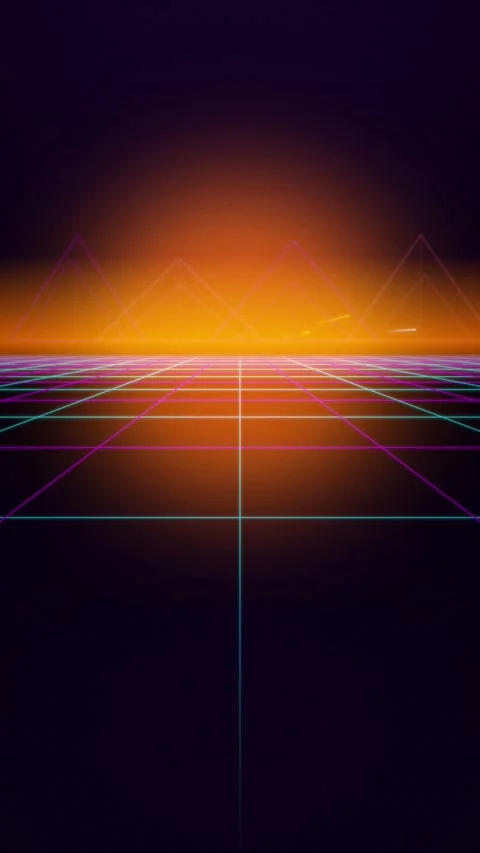 Retro synthwave neon grid horizon seamless loop motion background Stock Footage 346417279