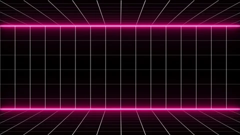 Retro Synthwave Neon Grid Room Background with Pink Glowing Lines Stock Footage 341692052