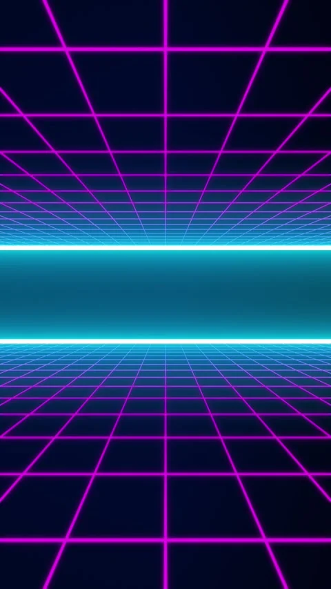 Retro synthwave style 3d neon mesh Stock Footage 265576560