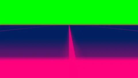 Retro synthwave style grid landscape with a glowing pink horizon line Stock Footage 340905023