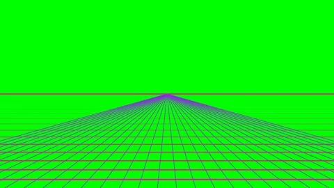 Retro synthwave style grid perspective with a vibrant green background Stock Footage 340263357