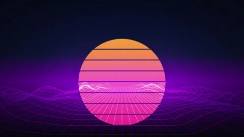 Retro synthwave sun 3D wireframe terrain seamless loop background Stock Footage 346332204