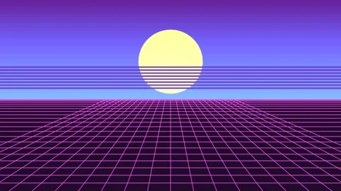 Retro synthwave sun and grid seamless looping background 4K Stock Footage 337118023