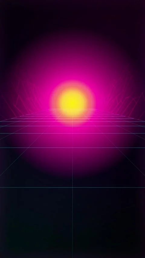 Retro synthwave sun cyan perspective grid seamless loop motion Stock Footage 346417352