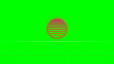 Retro synthwave sun design against a vibrant green chroma key background Vídeos de archivo 340904556