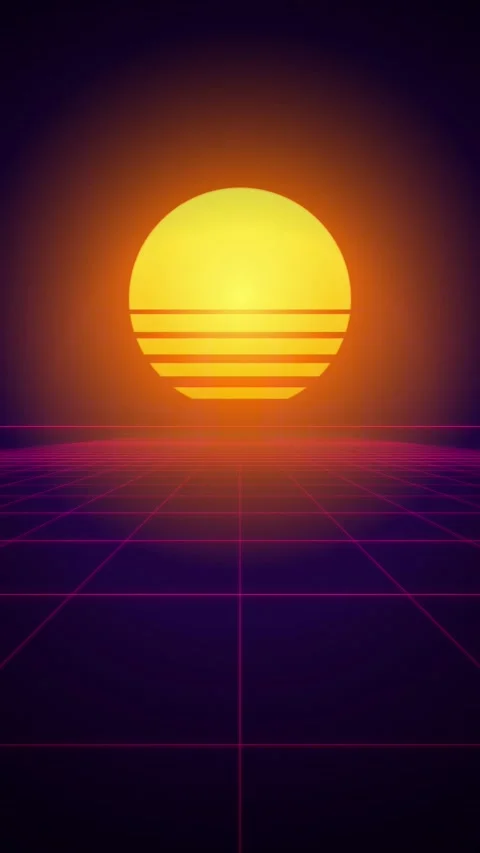 Retro synthwave sun grid seamless loop motion background Stock Footage 346417332