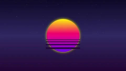Retro synthwave sun motion background with 4K loop Stock Footage 344740311