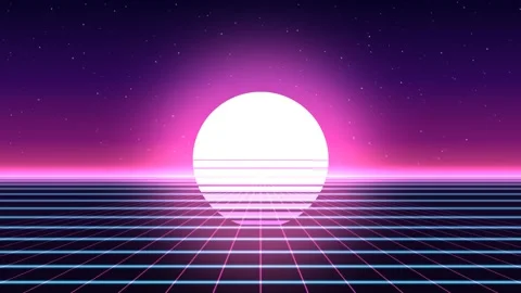 Retro Synthwave Sunset - 80s Grid Seamless Loop Stock Footage 346412683