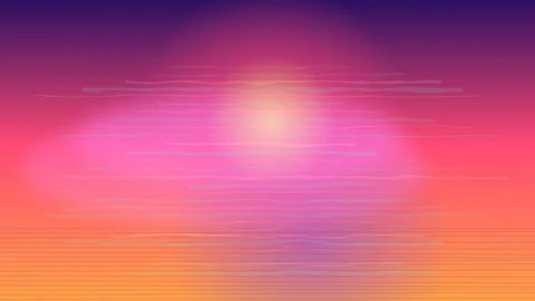 Retro synthwave sunset background with glowing sun and neon lines Stock Footage 335937484