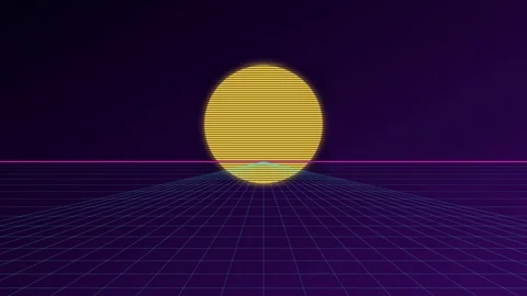 Retro Synthwave Sunset Grid Loop Video stock 342589550