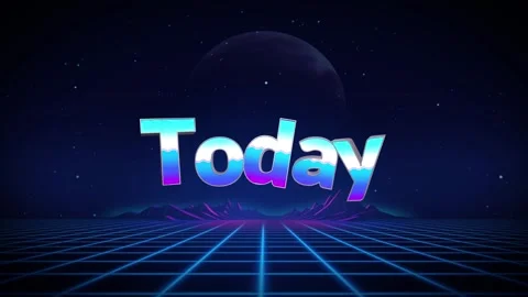 Retro synthwave text animation gliding over neon grid landscape with creating Stock Footage 344636265