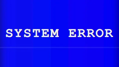 Retro System Error Blue Screen Glitch Animation Stock Footage 336387666