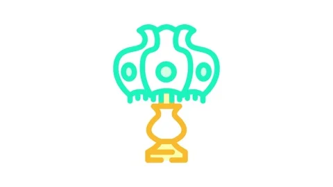 Retro table lamp color icon animation Stock Footage 327272587