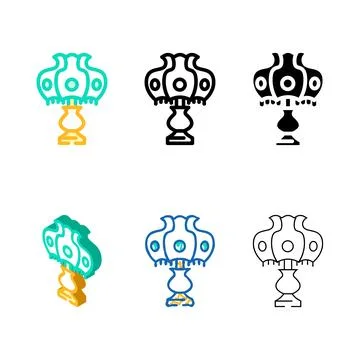 Retro table lamp color icon vector range Stock Illustration