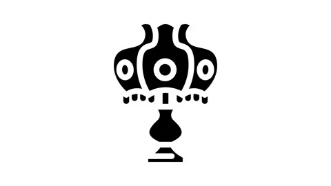 Retro table lamp glyph icon animation Stock Footage 326747017