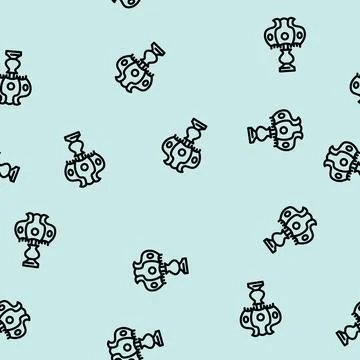 Retro table lamp line vector seamless pattern Stock Illustration