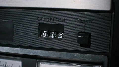 Retro Tape Counter Rotating Close Up Stock Footage 303889061
