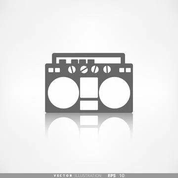 Retro tape recorder. Application button. Illustrazione stock