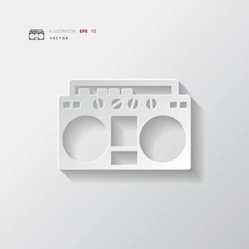 Retro tape recorder. Application button. Stock Illustration