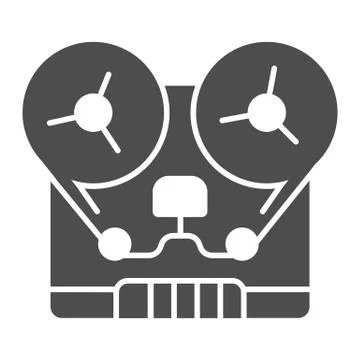 Retro tape recorder solid icon, Sound design concept, portable recording studio Stock Illustration