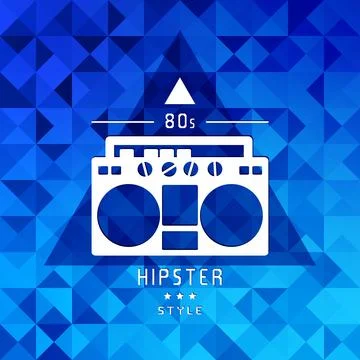 Retro tape recorder. Triangle background. イラスト素材