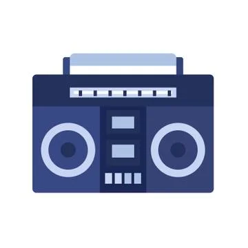 Retro tape recorder on white background. Vector illustration in trendy flat Illustrazione stock