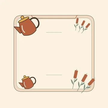Retro tea menu frame with botanical accents. Editable ornamental frame with a Stock Illustration