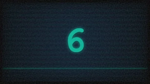 Retro Teal Digital Countdown Timer with Static Noise Effect Stock Footage 347626652
