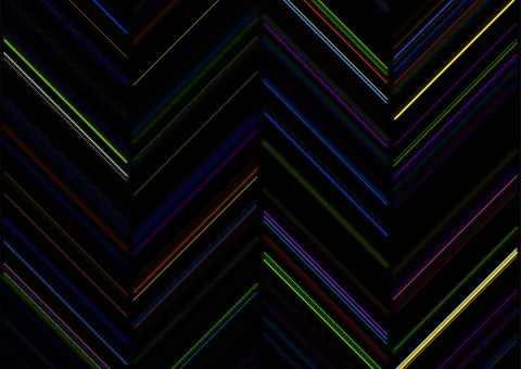 Retro tech abstract colorful background with neon laser zigzag lines Stock Illustration