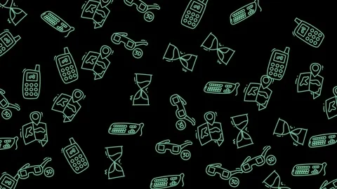 Retro Tech and Time - A Nostalgic Pattern Animation. Stock Footage 320164710