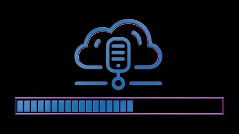 Retro Tech Loading: Cloud Data Transfer Stock-Illustration