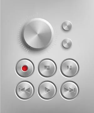Retro technic interface. Vector set of metal buttons. Vintage design elements. Illustrazione stock