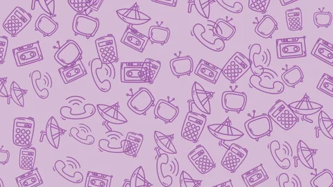 Retro Technology Doodle Seamless Pattern Animation Vídeo Stock 333603948