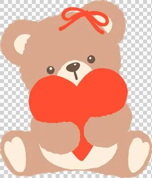 Retro Teddy Bear Holding Red Heart Stock Illustration