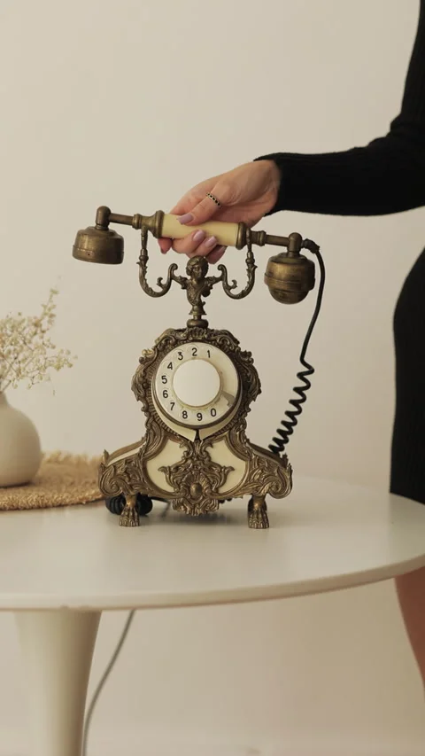 Retro telephone close-up. Vertical frame Stock Footage 302098452