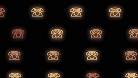 Retro telephone pattern with pulsing neon yellow light Stock Footage 232842586