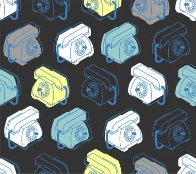 Retro telephone pattern seamless. phone with receiver background texture Stock Illustration