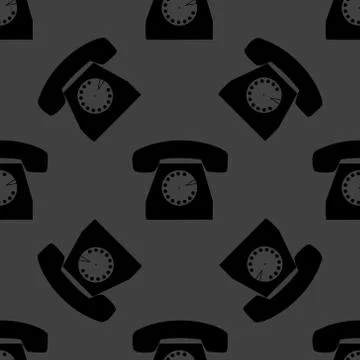 Retro telephone web icon. flat design. Seamless gray pattern. Illustrazione stock