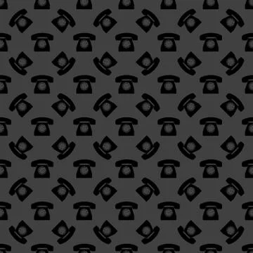 Retro telephone web icon. flat design. Seamless gray pattern. 스톡 일러스트