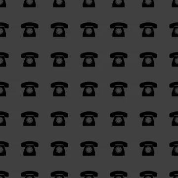 Retro telephone web icon. flat design. Seamless gray pattern. Stock Illustration