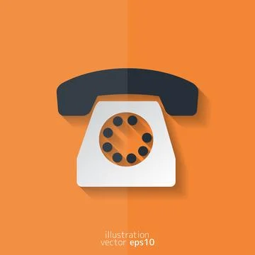 Retro telephone web icon. Flat design. Stock Illustration