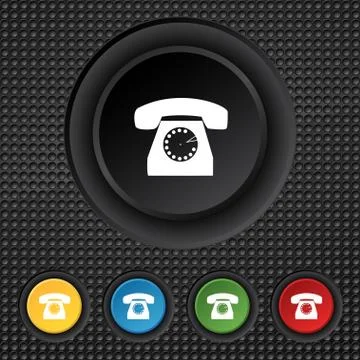 Retro telephone web icon. Set colourful buttons. Vector Illustrazione stock