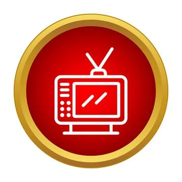 Retro television with antenna icon on a red background Stock Illustration