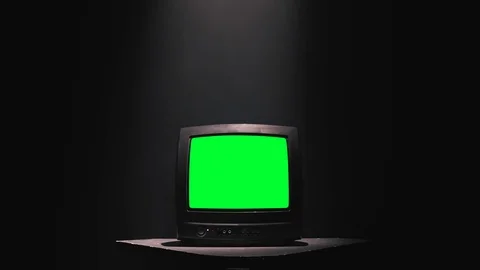 Retro Television with Green Screen. 4k (UHD) Stock Footage