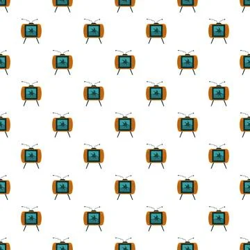 Retro television pattern repeating on a white background イラスト素材