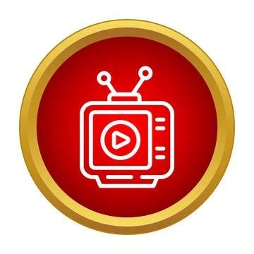 Retro television with play button broadcasting media Illustrazione stock